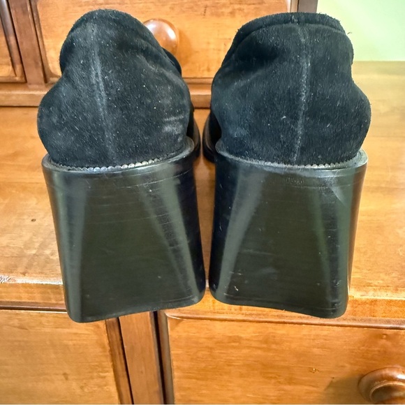 NEW Via Spiga Rambo Black Eru Calf Suede Loafers block heel size 9.5 slip on - Picture 5 of 13